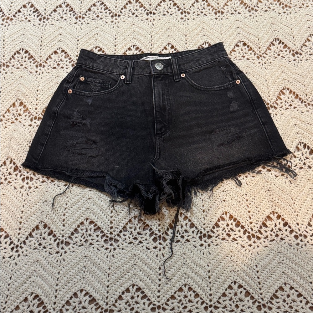 Black Distressed Denim Shorts From Garage Size 1 Festival Frayed Hem